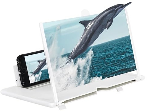 Phone Magnifier Screen, New Version Big Screen Phone Magnifier, Portable Foldable Ultra HD screen Amplifier, for Movies, Videos, Gift for seniors (Horizontal-white,14in)