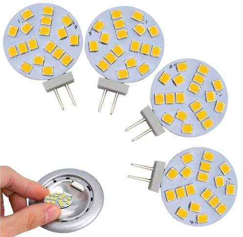 4 Pcs G4 Led Bulbs, Warm White G4 Bi-Pin Base Flat Led Bulbs Replacement | 2W, 4000K, 12V, 120° Wide Angle, 220 LM for Recessed Lighting, Track Lighting, Non-Dimmable Energy Saving