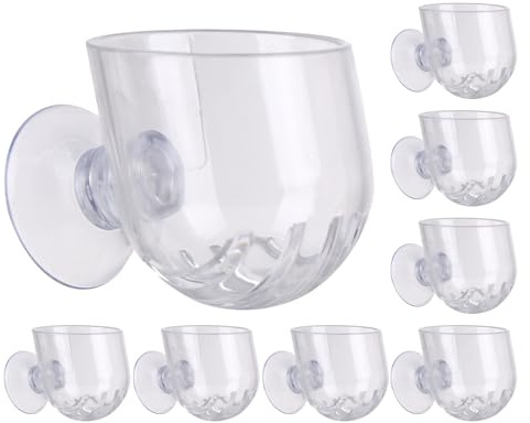 BESPORTBLE Lot de 8 Pots de Fleurs Suspendus en Acrylique Transparent Petite Taille Ovale avec Ventouses pour Culture Hydroponique et Décoration Murale D’Aquarium Support Mural