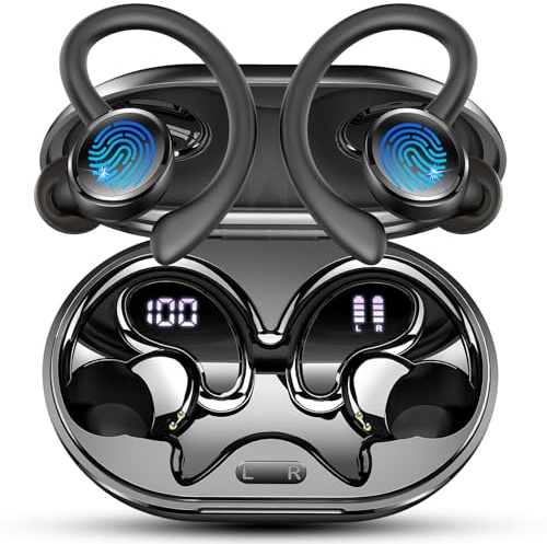 2026 Cuffie Bluetooth 5.4 Sport, Auricolari Bluetooth con 6D Bass Stereo, 50 Ore Cuffie In Ear Cancellazione Rumore ENC e 4 HD Mics, IP7 Impermeabile Cuffie Senza Fili, HiFi Cuffiette LED Display