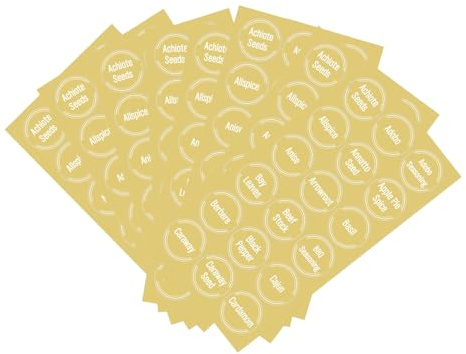 Cabilock Etiquetas Adhesivas para Tarro de Especias 144 Piezas Impermeables y Resistentes al Aceite en Color Amarillo Material PP para Organizar Ingredientes en Cocina