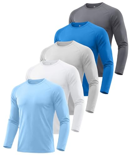 ZITY Long Sleeve T Shirts for Men UPF 50+ Tee Shirt 5 Pack Sports Gym Top