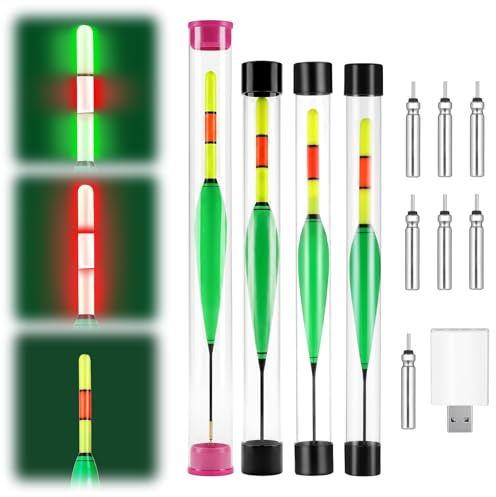 Lot De 4 Flotteur Peche, Starlight Bouchon Pêche Truite À Led, Flotteur Peche Truite Avec Chargeur Et Batterie, Starlight Pêche Au Coup, Accessoires De Pêche Pour Brochet Et Carpe, 9g, 10g, 11g, 12g