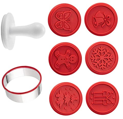 Stampi per biscotti natalizi Set di stampi per biscotti natalizi in silicone simpatici per da forno stampo per goffratura utensile da cucina rosso