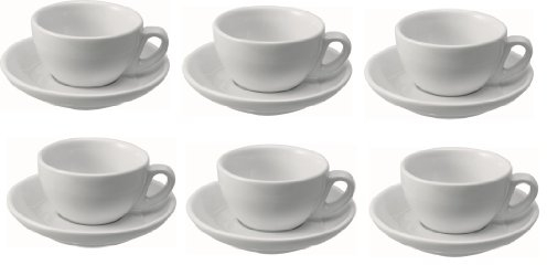 6 pieza capuchino taza tazas de capuchino con plato (0,20 l porcelana