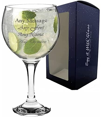 Personalised Engraved Large Gin Balloon Glass, Personalise with Any Message for Any Occasion, Variety of Fonts, Gift Boxed, Wedding Bridesmaid Birthday Gift