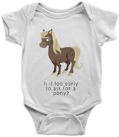 Kickass Tees is It Too Early... Babygrow 0-3m White Pony Horse Rider Funny Joke New Baby Girl Present
