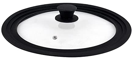 Vitrinor Tapa de Sartén Ollas Cacerolas Multidiámetro Universal Adaptable Borde de Silicona Cristal Válvula de Vapor 24/26/28 cm, Negro