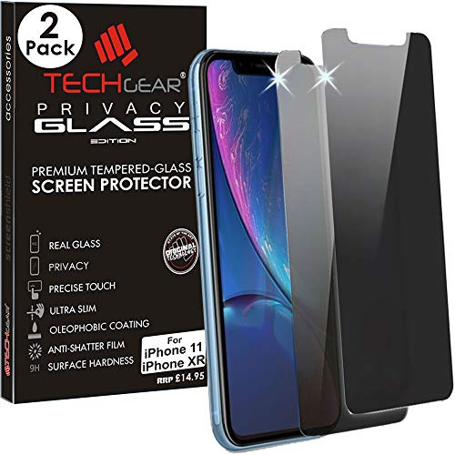 TECHGEAR [2 Stück] Sichtschutz glas kompatibel mit iPhone 11, iPhone XR - Displayschutz Anti Spy Gehärtetes Privacy Glas