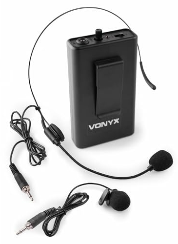 Vonyx BP12 - Ensemble de Microphones de Poche, Idéal pour des Présentations ou des leçons de Sport, Adapté Systèmes UHF, Micro Casque, Micro-Cravate