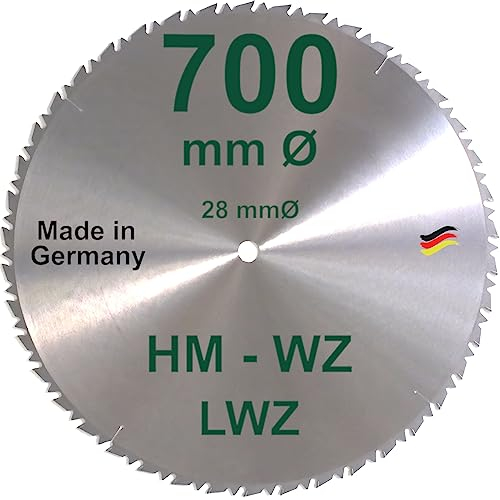HM Sägeblatt 700 x 28 mm LWZ Hartmetall Präzision Kreissägeblatt 700mm Wechselzahn mit Spanabweiser für Naturholz Brennholz Hartholz Leimholz Wippsäge Tischkreissäge Kreissäge Kappsäge Brennholzsäge