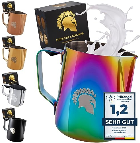 Barista Legends® Bricco latte in acciaio inox rainbow 600ml con beccuccio speciale Latte Art - Bollitore latte lucida - Bricco latte professionale acciaio inox per baristi - Accessori per baristi…