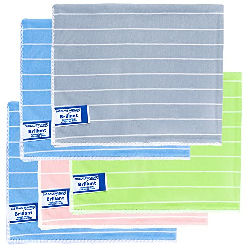 Das blaue Wunder Brillant Reinigungstuch 5er Set BUNT 40x50cm I Putztücher mit Bambusfasern I Streifen- und fusselfrei I Fenstertuch I saugstark