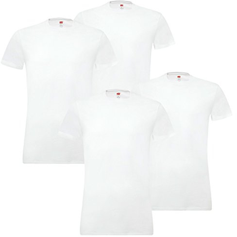 4-pack Levis Solid Crew T-shirt för män, undertröja med rund hals, stretchig bomull, 300 - vit, L