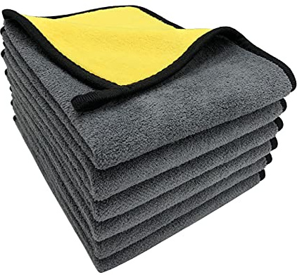 VAIYNWOM 6er Set Mikrofasertücher Autopflege, Sehr Weich Autoreinigung Poliertuch Microfasertücher Trockentücher, Fusselfreie Reinigung Auto Motorrad, Innenreinigung, 30x40cm(±1CM) Gelb