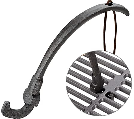 Charcoal Grill Grids Lifter Tool, Cooking Grates Mover Hook - Hot Surfaces Gripper, Chargriller Parts Replacement, Pit Boss, Vision, Big Green Egg Grate Lifter Accessories. Easily Moving Grilling Nets