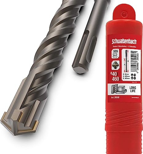 SCHWABENBACH ® SDS Plus Drill 40mm x 460 - Trapano per calcestruzzo - Foratura precisa e veloce nel calcestruzzo - Qualità premium con punta in metallo duro - Trapano da muratore lungo