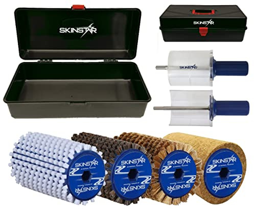 SkinStar Komplett Bürsten Set Rotorbürste WorldCup Wachskoffer 7-teilig 100mm