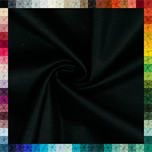 VmG-Store Baumwollstoff Uni 100% Baumwolle Oeko-Tex Meterware ab 50cm über 70 Farben zur Auswahl (01 Schwarz, 100 x 148cm)