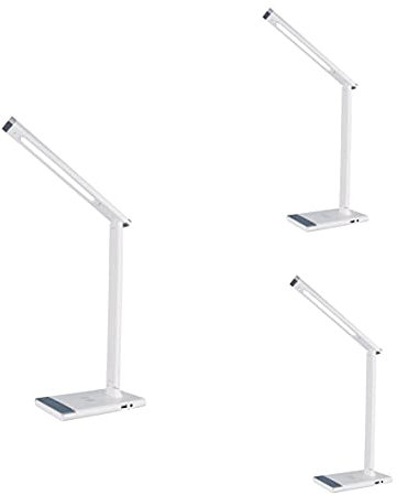 JANDEI - 3 x LED Desk Lamps with Wireless Charger (QI Smartphones), Wireless QI and USB, Bedside Table Lamps, Touch Flexible Reading Light, 3 Colours, Dimmable