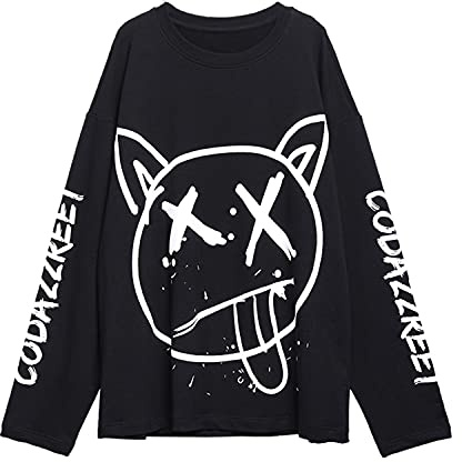 Gothic Cartoon Horror Grafik T-Shirt Frauen Charakter Print Lose Punk Japanische Pullover Top Harajuku Street Tees