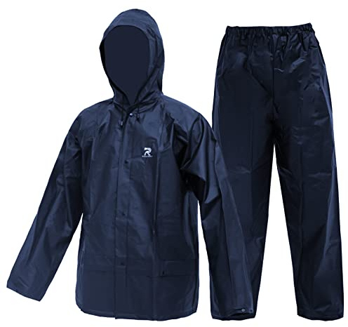 CHRUOXUAN Ultra-Lite Rain Suit Protective Rainwear Rain Coar Rain Gear Waterproof Rain Suit for Climbing,Cycling, Farming, Hiking(Navy,XXL)