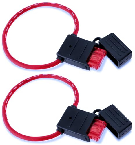 10 Gauge Inline Fuse Holder: 12V-32V with 50 AMP Maxi Blade Fuses & Waterproof Plastic Housing for Large Vehicles Car Truck Boat Motorcycle 11 Long(2 Pack)