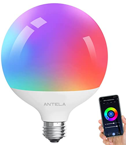 ANTELA Alexa Glühbirne G120 E27 15W 1521LM, Smart WLAN LED RGBW Dimmbare Birne Lampe, Smart Life APP kompatibel mit Google Home, 2700K-6500K