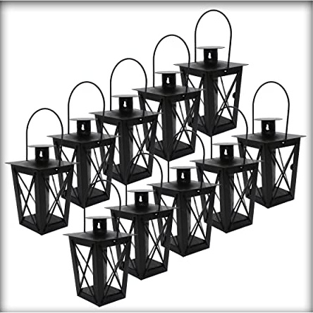 10 Stück Metall Mini- Laterne 2 Wahl Gartenwindlicht, zum Aufhängen, Windlicht, Laterne