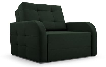 MOEBLO Kindersofa Porto 80 – Schlafsessel Sofa Sessel Jugendsofa Schlafsofa 1-Sitzer Gästebett mit Schlaffunktion und Bettkasten (BxHxT): 101x90x100 cm (Dunkelgrün)