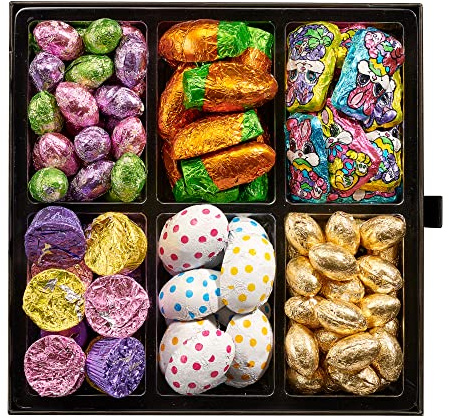 Easter Candy and Chocolate Platter with Milk Chocolate Bunnies, Chocolate Carrots, Cookies & Cream Eggs, and More! Kosher Holiday Mixed Gift Basket Candy Platter