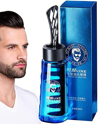280 ml hårstyling, gel, 2-i-1, hårvaxgel med kam, långvarig fluffig hårkräm för män, stylinggel för lockigt hår, 2-i-1 män, hårstyling, gel, salong, styling, gelverktyg