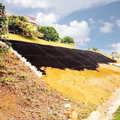 ERRULAN Kiesgitter Ground Grid Polyethylen-Gitter, Hang-Gitter Erosionsschutz, 2 Zoll Tiefe Kies Auffahrt Gitter Flach-verriegelt Gras Pflaster, Schwarz (Color : WxH, Size : 6x10 m/20x33 ft)