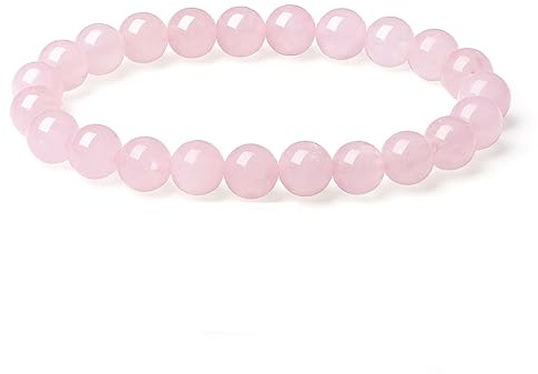 XIANNVXI Rosenquarz Armband Damen Rosa Perlen Kristalle Echte Steine Perlenarmband Armbänder 8mm
