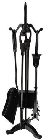 Oxeo Ensemble Outils de cheminée Acier forgé - Support d'outils Pince à feu Pelle Brosse Tisonnier