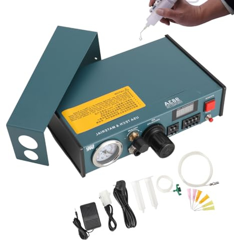 ECUTEE Auto Klebstoffspender Auto Glue Dispenser Machine 220V Digital Display, Solder Paste Liquid Dropper Controller 983A Automatischer Dispenser Lotpaste