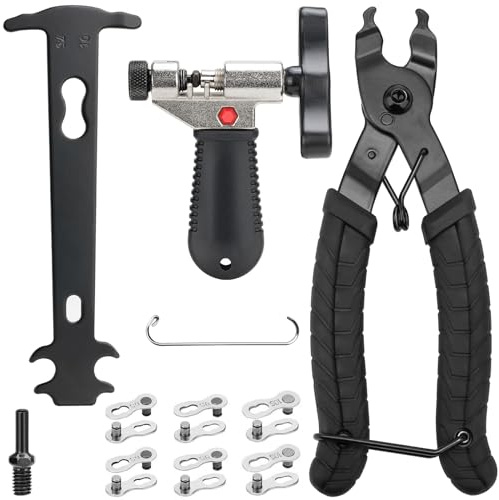 drado Herramienta de Cadena de Bicicletas, Herramienta Divisor de Cadena/Llave de Eslabones de Cadena/Indicador Medidor Cadena Bicicleta/3 Pares de Eslabones Faltantes, para Bicicletas de Montaña