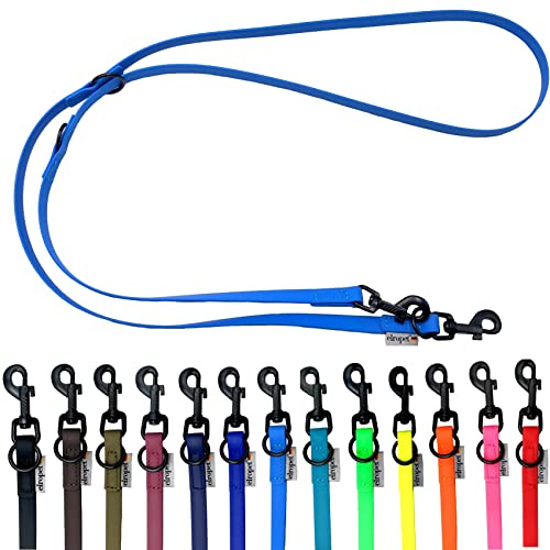 Biothane Hundeleine schwarzer Haken verstellbar für kleine Hunde/große Hunde 2m / 2,40m / 2,80m / 3,50m / 5m (Hellblau, 2m X 9mm)