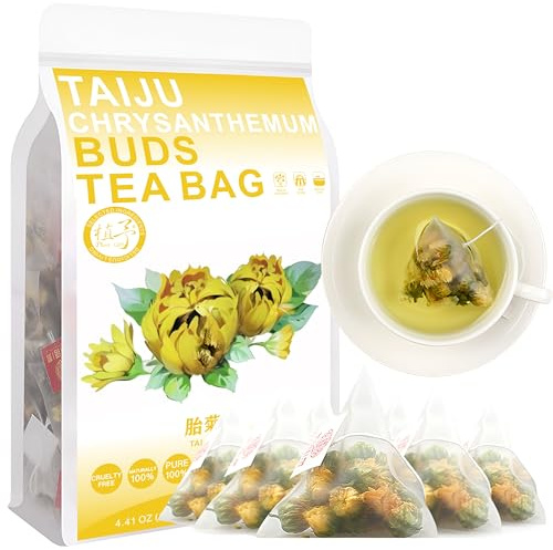 100% Taiju Chrysanthemen Knospen Teebeutel, 125g/4.4oz (2.5g*50bags) Chrysanthemen Tee getrocknete Chrysanthemen, Premium natürliche getrocknete Chrysanthemen Blume