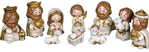 POTRUWE Buntes Krippenfiguren-Set, Handbemalte Krippe für den Innenbereich, Krippen-Weihnachtsset, Krippenszene, Krippen-Tischszenen, Heimdekoration für den Innenbereich, (Weiß)