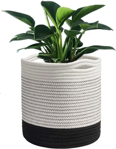 KMERCE Gross Pflanzkorb geflochten, Blumentopf Korb 30cm Durchmesser, übertöpfe für zimmerpflanzen, blumenkorb Indoor, übertopf Korb Gross innen Boho, pflanzentopf Gestrickt mit Griffen