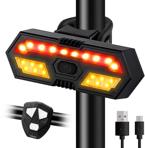 Sidaqi Luce per Bici a LED Luci Posteriori per Bicicletta Ricaricabili USB con Frecce Effetto Sonoro 6 Modalità Luce per Bici Anteriore Posteriore Wireless Impermeabile per Ciclismo