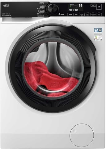 AEG LFR7304L4B Lavadora de Carga Frontal 11 Kg, 1400 rpm, Libre Instalación, Función Vapor, Motor Inverter, Lavado Rápido, Programa Higiene, Display LCD XXL, Serie 7000, Blanca/Negra, Clase A