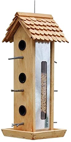 Vogelfutterhaus Vogelfutterspender Hölzerner Vogelhäuschen Hängender Vogelhäuschen Mit Dach Für Die Gartenfütterung Im Freien Futterhaus für Vögel Vogelfutterstation