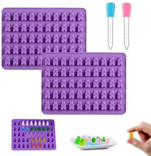 CPYJW 2 Pièces Moule Bonbon DIY en Silicone Avec 2 Compte-Gouttes, Réutilisables et Antiadhésifs Pour Faire Des Bonbons Et Des Petits Glaçons