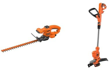 BLACK + DECKER BEHT201-GB Hedge Trimmer, 240 V, Black, 45 cm & BLACK + DECKER BESTA530-GB Corded Strimmer, 550 W, 240 V, Black, 30 cm