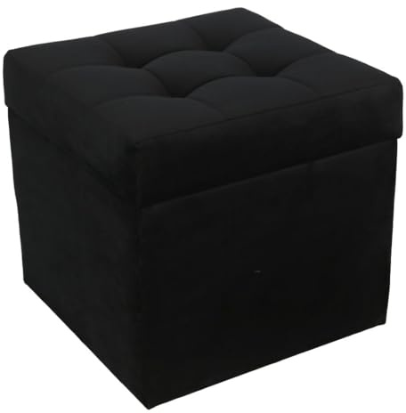 MG Design Polsterhocker 45 x 45 cm Schwarz mit Stauraum (ca. 50 L), robust und formstabil, bis 300 kg belastbar, komplett montiert und schnell zu reinigen – für Wohnzimmer, Flur und Schlafzimmer