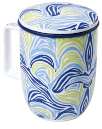 TEA SHOP - Tasse à Thé avec Filtre et Couvercle - Mug Harmony Tahiti - Fabriquée en Porcelaine avec un design exclusif et original