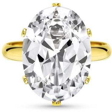 Linawe Grosse Moissanite Diamant Ring Verstellbar, Goldring Gold Fingerring Damen, Schmuck Ringe Jewellery Goldene Ringe Frauen