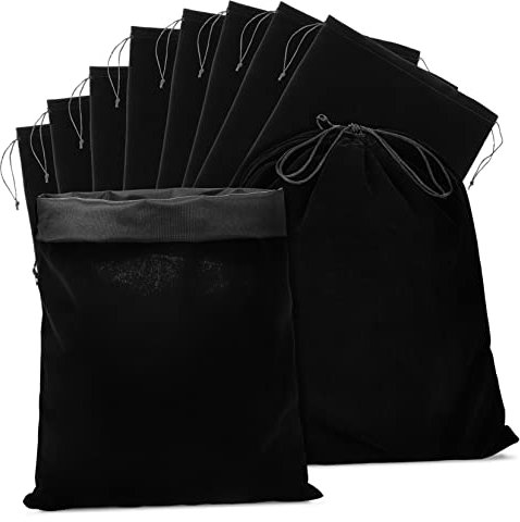 Flanelle Pochettes à Cordon Noire Lot de 10 30x40cm